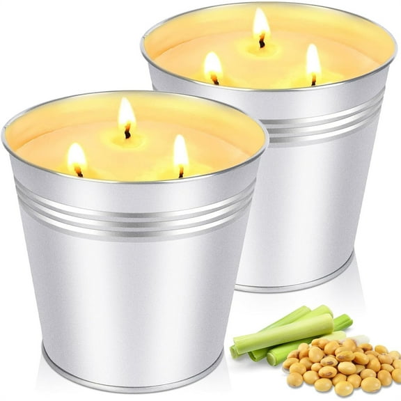 NOGIS 2 Pack Citronella Candles Outdoor - 30oz Citronella Candles Large, 3-Wicks Natural Soy Wax, Up to 200-Hour Burn Time, Long-Lasting Candle for Patio, Garden, Backyard, Outdoor Party