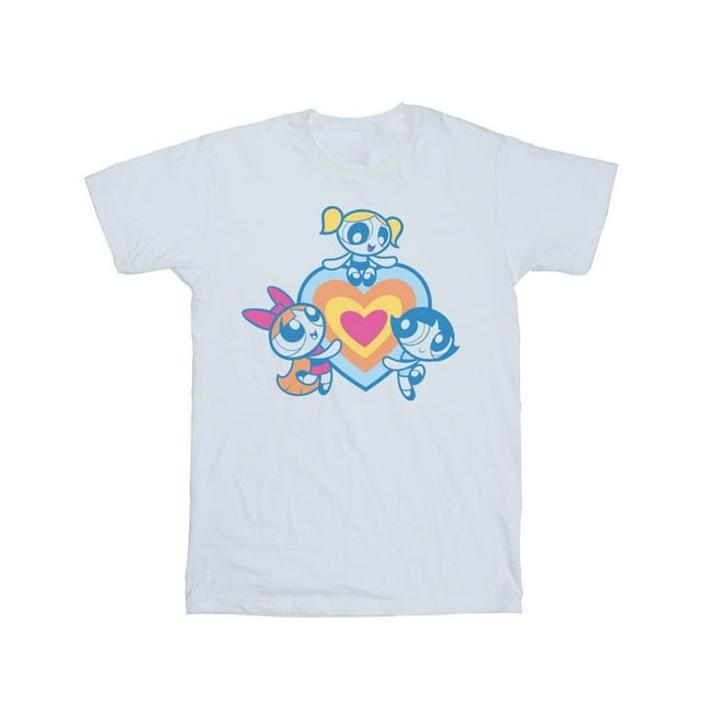 The Powerpuff Girls T-Shirt en Coton pour Filles avec Groupe de Cœur