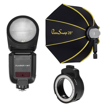 Flashpoint X100 TTL R2 On Camera Li-on Round Head Flash For Olympus/Panasonic, with Glow PS-B28K ParaSnap Octagonal Softbox (28")