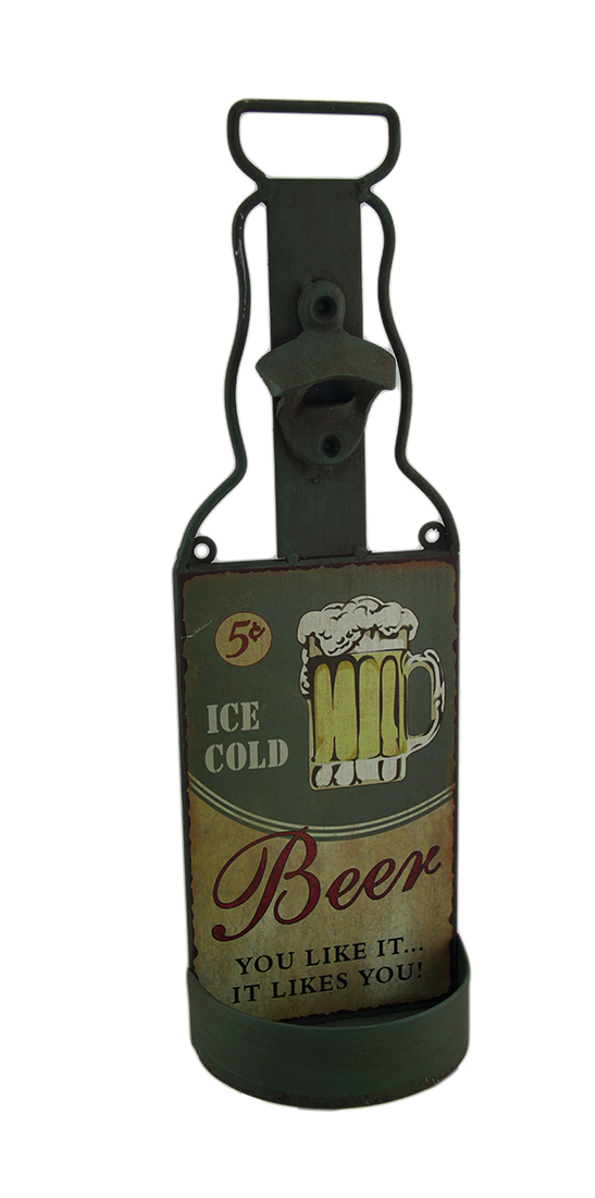 Metal Beer Shaped Cap Catcher Bottle Opener Wall Hanging
