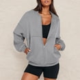 thumbnail image 4 of Mohiass Zip Up Sweatshirts for Women No Hood Fall Casual Bomber Jacket Fleece Athletic Sweat Jackets with Pockets Gray S, 4 of 8