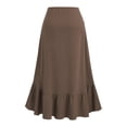 thumbnail image 4 of Women's Asymmetrical Ruffle Wrap Midi Skirts Flowy Western Cowgirl Skirts (Brown S), 4 of 6