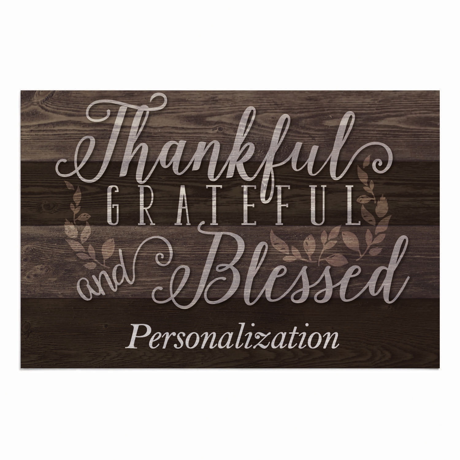 Personalized Planet 27x18 Thankful, Grateful and Blessed Personalized Doormat on Durable Indoor Outdoor 1/8" Thick Low Profile Mat with Non Slip Rubber Backing