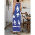 thumbnail image 6 of Summer Dress for Women 2025 Floral Sundress Spaghetti Strap Flowy Beach Vacation Boho Maxi Dresses Blue XL, 6 of 7