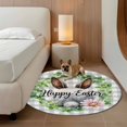 thumbnail image 2 of Grey Easter Round Area Rug 8Ft Washable Large Circle Rugs for Living Room Dorm, Spring Watercolor Bunny Flower Leaf Plaid Non-Slip Carpet Floor Mats Indoor Outdoor Carpet Runner Aesthetic Home Decor, 2 of 8