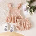 thumbnail image 2 of NOLDARES Infant Baby Girl Summer First Birthday Outfits 1st Birthday Clothes Sleeveless T-shirt Elastic Waist Shorts(Khaki,3-6 Months), 2 of 5