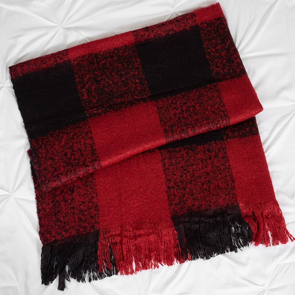 Chandler 100 Acrylic Buffalo Check Throw Blanket 50"x60" Burgundy