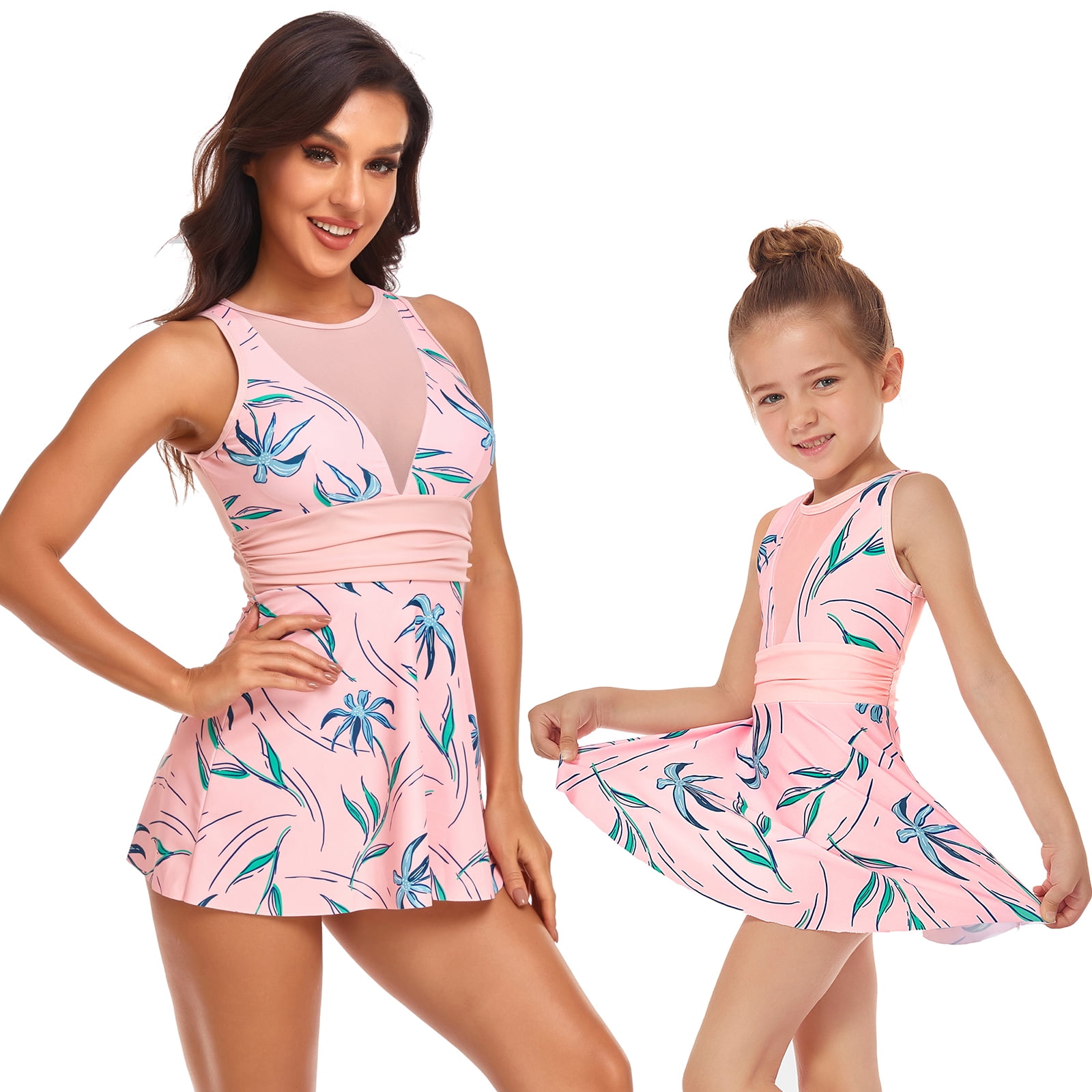 Mother Daughter Swimsuit Family Matching Bikini Set Girls Swimwear Dress With Low Waist Thong