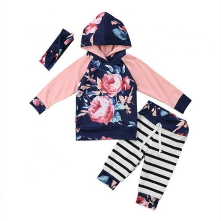 

SYNPOS Baby Girl Suits Children Clothing Fashion Outwear Outfits 3pcs Casual Suit