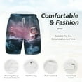thumbnail image 5 of Sigee Boat Lighthouse Storm Waves Print Mens Swim Trunks with Compression Liner Quick Dry Swim Stretch Beach Shorts with Pockets,S-3XL, 5 of 7