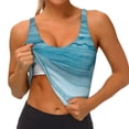 thumbnail image 3 of Balery Teal Turquoise Fluid Stripes Sujetadores deportivos con espalda cruzada para mujer, acolchados, sin costuras, de alto impacto, ideales para yoga, gimnasio, entrenamiento y fitness.-X-Large, 3 of 8