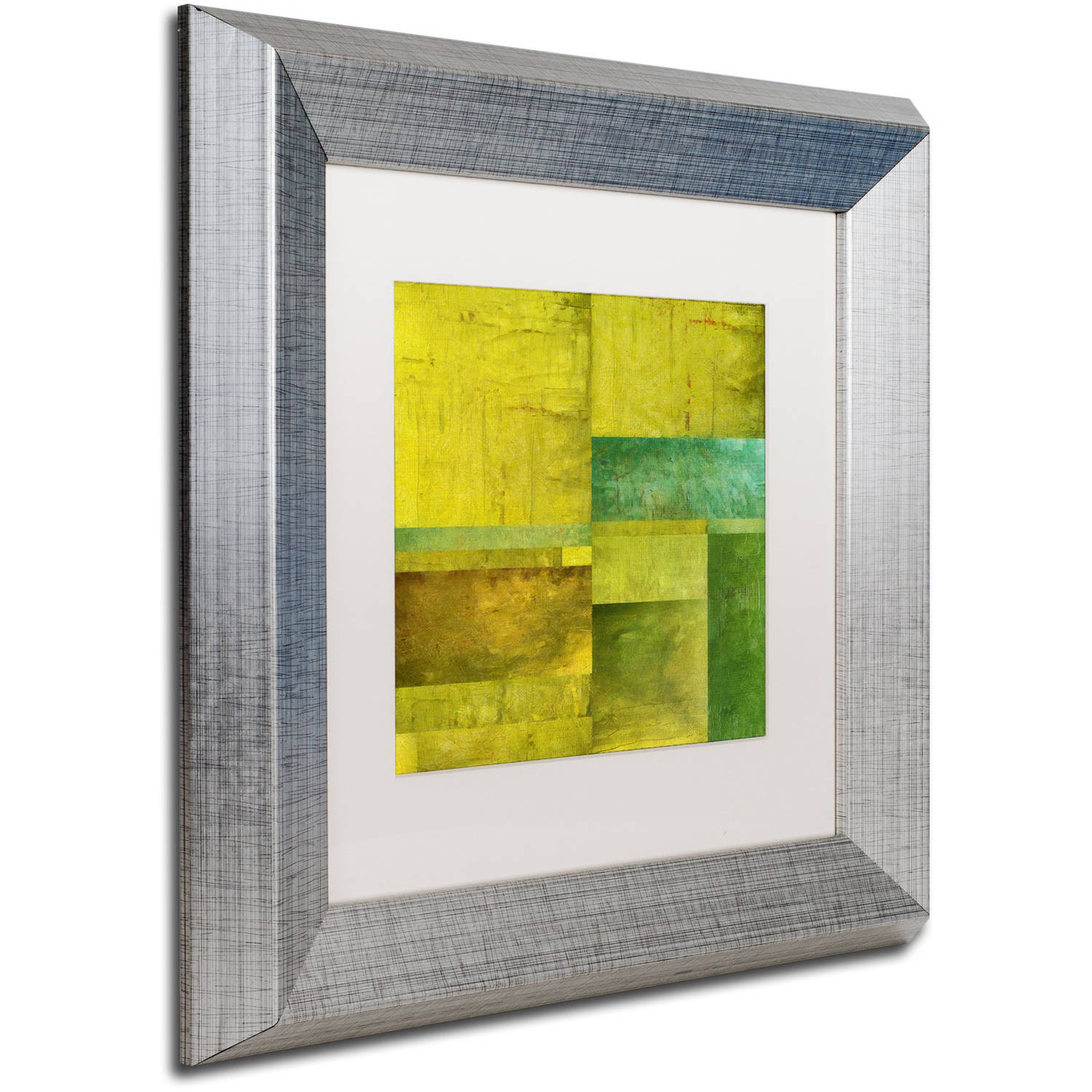 Trademark Fine Art "Essence of Green" Canvas Art by Michelle Calkins, White Matte, Silver Frame