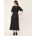 thumbnail image 4 of Moomaya Short Sleeve V Neck Solid Rayon Dress - Women's Casual Tiered Dress, 4 of 9