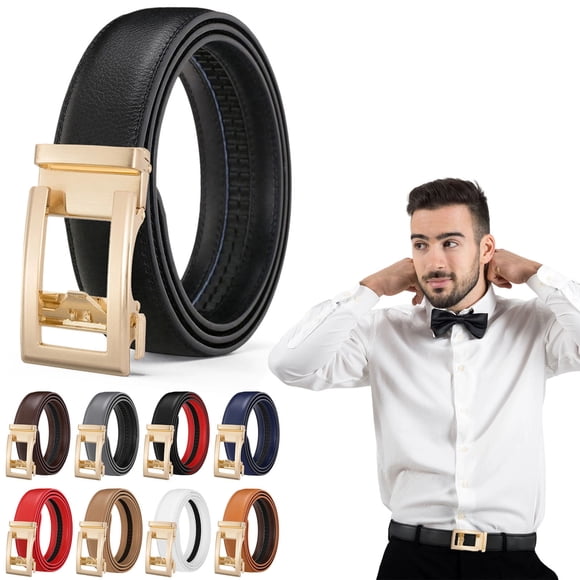 Sentmoon Belts Belts Women's Belt Automatic Leather Belt Men's Western Belt Easy-Click Women's Belt Decorative Waist Belt with-Coloured Buckle No Holes for Business