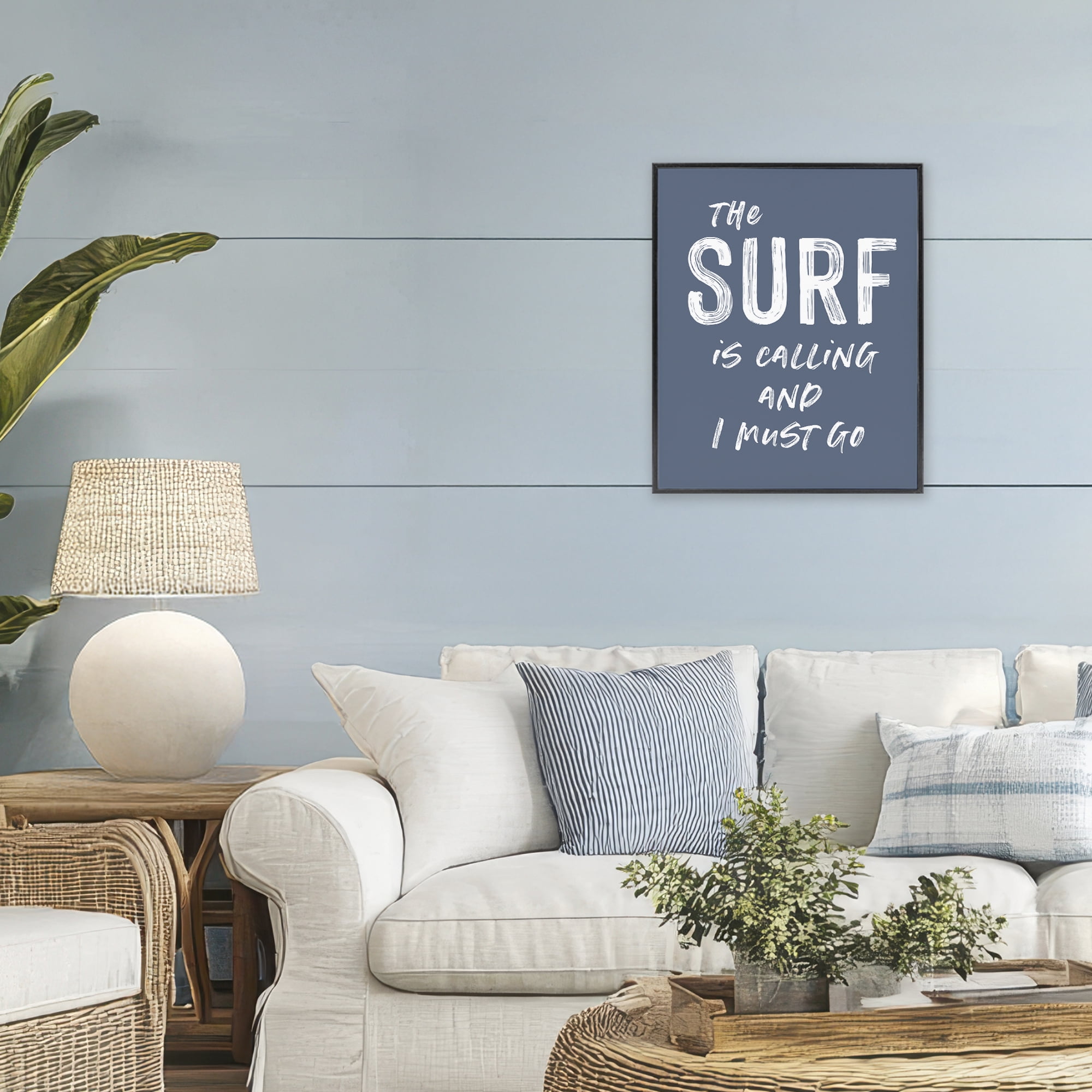 Surf Is Calling Must Go Black Framed Giclee Art, design by Lettered and Lined