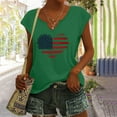thumbnail image 2 of HEILAU 4th of July Shirts for Women American Flag Graphic Tees Independence Day Summer Tops V Neck Cap Sleeve Loose Patriotic T Shirts, 2 of 7