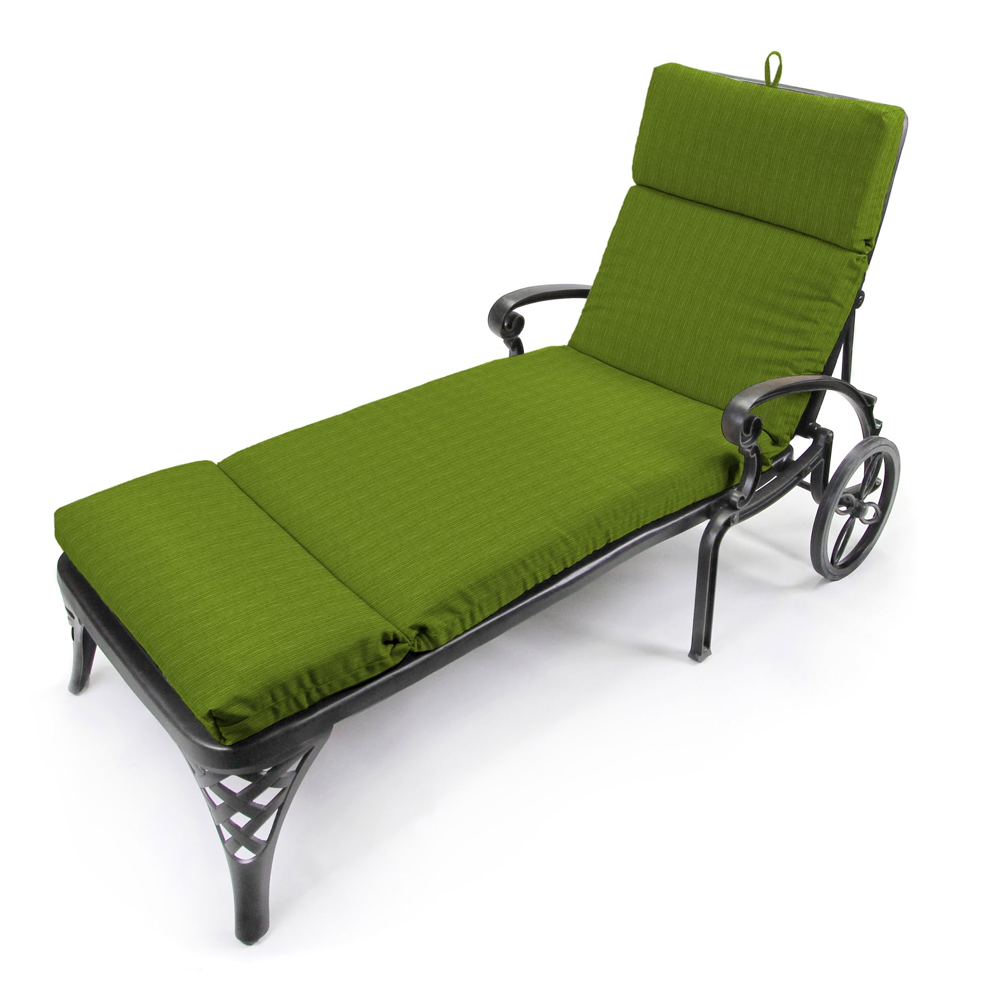 Jordan Manufacturing 72" x 21" Bolt Grass Green Solid Rectangular Outdoor Chaise Lounge Cushion with Ties and Hanger Loop