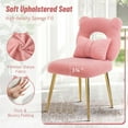 thumbnail image 2 of XiHuaZhaoChen Armless Upholstered Chair for Makeup Vanity, Cute Sherpa Accent Chair for Living Room, Bedroom, Dressing Room, Vanity Stool Chair with Back, Gold Legs, Pink, 2 of 10