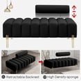 thumbnail image 6 of Tabaray 53.2" Modern Loveseat Sofa Couch, Upholstered Accent Sofa with Golden Legs and Adjustable Backrest, Small Teddy Fleece Couches for Bedroom, Living Room, Compact Small Space (Black), 6 of 14