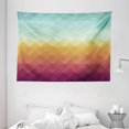 thumbnail image 1 of Indie Tapestry, Mosaic Inspired Abstract Checkered Pattern Pastel Retro Rhombus Tile, Wall Hanging for Bedroom Living Room Dorm Decor, 80W X 60L Inches, Turquoise Marigold Purple, by Ambesonne, 1 of 2