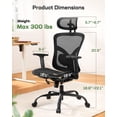 thumbnail image 2 of Silla de oficina Marsail de malla ergonómica con soporte lumbar ajustable, 2 of 7