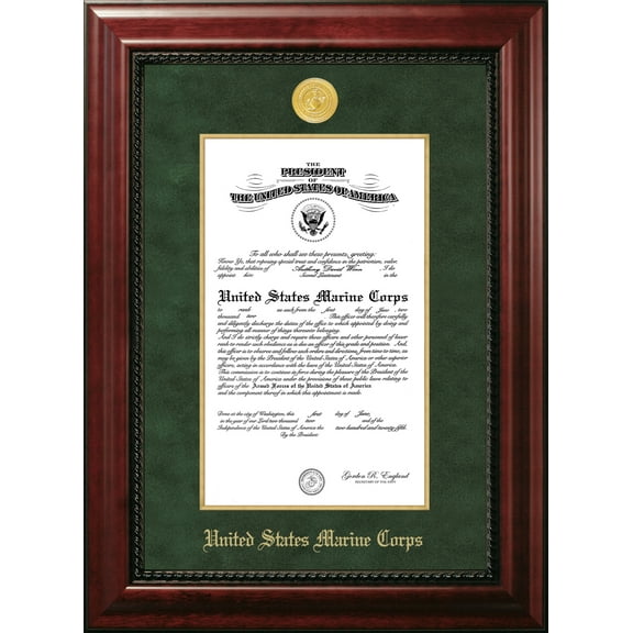 Patriot Frame's Marine 9x14 Certificate Executive Frame with Gold Medallion with Gold Filet