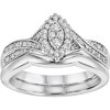 Sterling Silver 1/4ctw Diamond Mq Bridal