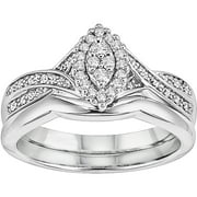 Sterling Silver 1/4ctw Diamond Mq Bridal