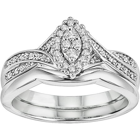 Sterling Silver 1/4ctw Diamond Mq Bridal