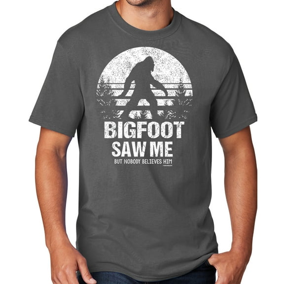Men's Bigfoot Saw Me Funny Sasquatch T-shirt, 4XL Charcoal Gray