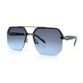 thumbnail image 4 of Luxury Mobster Rimless Half Rim Oversized Rectangle Metal Sunglasses Silver - Purple Blue, 4 of 8