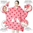 thumbnail image 2 of Wearable Blanket Hoodie, Oversized Sherpa Fleece Sweatshirt Blanket with Giant Hood Pocket and Sleeves for Adult, Warm & Cozy Blanket Gifts for Women, Pink Love, 2 of 5
