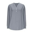 thumbnail image 4 of CHUMUD Womens Shirts Casual Henley Tops for Women Fall Button Down Blouses V Neck Long Sleeve Comfy Solid Loose Fit Tops, XL-5XL, 4 of 6