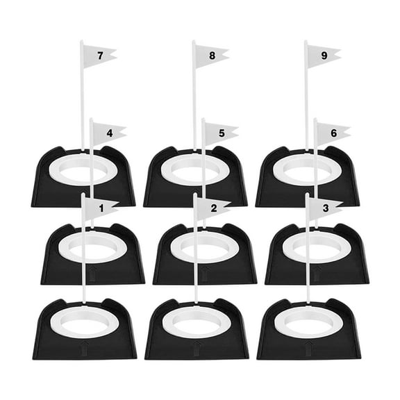yotijay 9Pcs Golf Putting Cup Indoor Portable W/ Flag Yard Outdoor Hole black