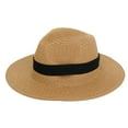 thumbnail image 2 of Womens Mens Wide Brim Straw Panama Hat Fedora Summer Beach Sun Hat Straw Hat for Women, 2 of 4