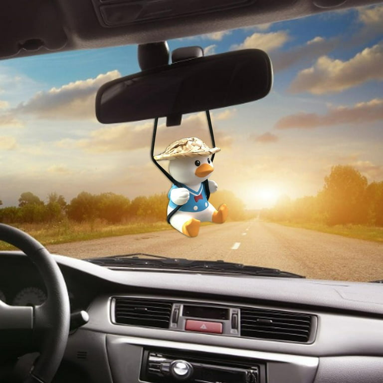 Pretty Comy Cute Swing Duck Car Hanging Ornament Interior Rearview Mirrors Charms Pendant Car Flying Duck Pendant Hanging Swing Auto Decoration