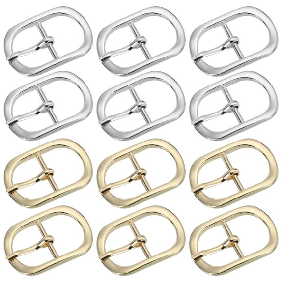 Uxcell Single Prong Belt Buckle, Metal Roller Pin Buckle Oval Center Bar Buckles for Strap Belt Purse Making Hardware Silver/Light Gold 1"