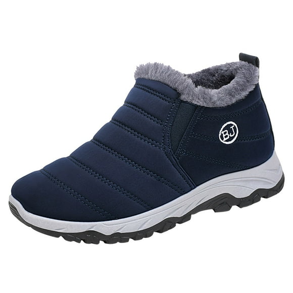 Kcodviy Winter Men Snow Boots Snow Work Boots for Men insulated Flat Bottom Non Slip Men's Snow Boots Size 14 Waterproof Solid Color High Mens Winter Snow Boots Top Short Plush Warm and Comfortable