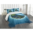 thumbnail image 3 of Ambesonne Earth Quilted Bedspread Set 3 Pcs, Blue Seas Fresh Continent, King Size, Blue Green Pale Blue, 3 of 5