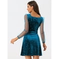 thumbnail image 4 of Disfraz de navidad Allegra K Minivestido Corto De Malla Transparente Con Cuello Cuadrado De Terciopelo Azul Oscuro XL, 4 of 6