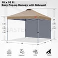 thumbnail image 2 of MASTERCANOPY 10 x 10ft Pop-up Canopy Tent with 1 Sidewall, Khaki, 2 of 7