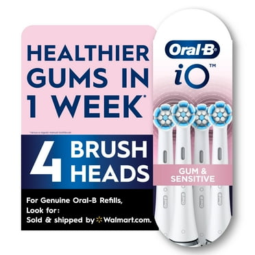 Oral-B iO Gum & Sensitive Replacement Heads, Electric Toothbrush Brush Heads, White, 4 Count