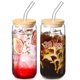 thumbnail image 1 of Vasos de vidrio VITEVER de 600 ml con tapas de bambú y pajita de vidrio, paquete de 2, 1 of 6