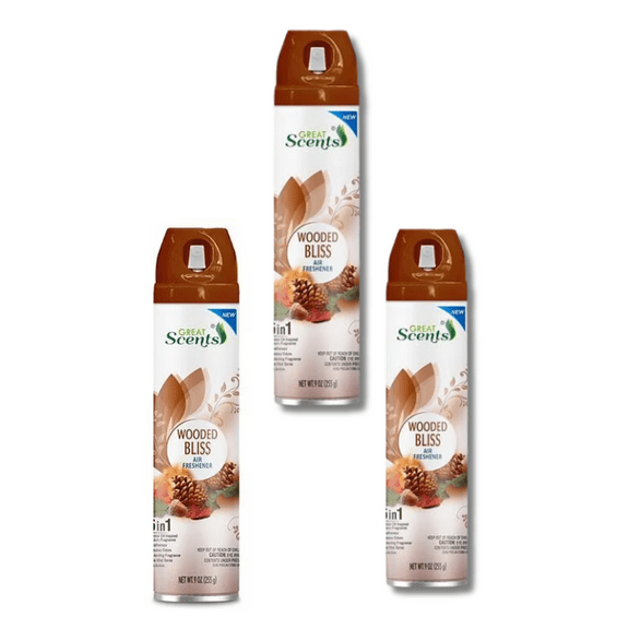 Great Scents Wooded Bliss Aerosol Air Freshener – 9 oz (3 bottles)