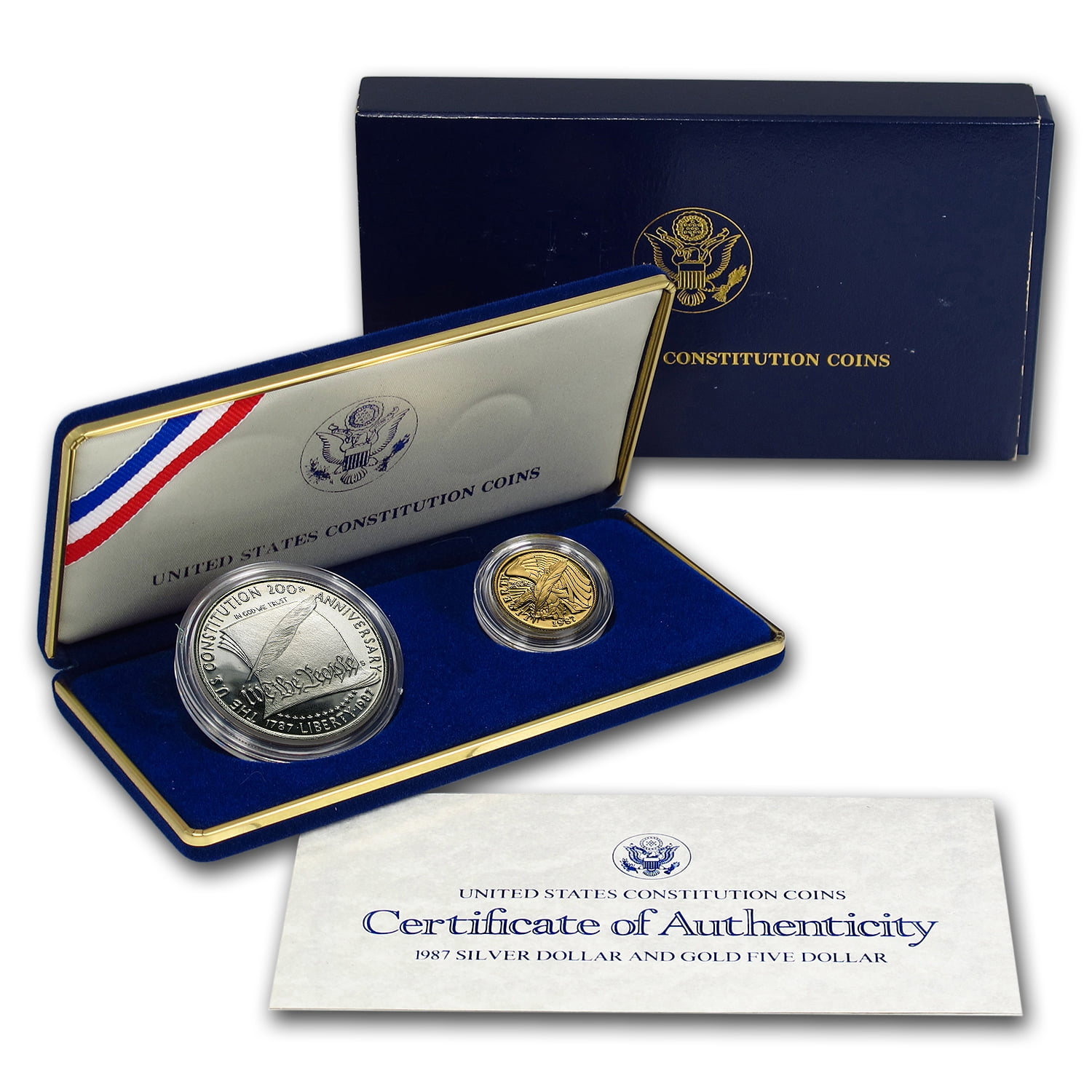 1987 2-Coin Commem Constitution Set BU (w/Box & COA