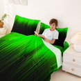 thumbnail image 3 of jejeloiu Lines Geometric Pattern Queen Sheet Sets For Boys,Black Green Neon Gradient Striped Bed Set For Kids,4pcs, 3 of 6