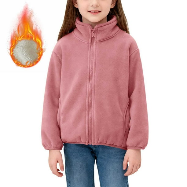 Chaquetas y abrigos casuales de manga larga sin capucha para niños, chaqueta de manga larga con cremallera de color sólido, chaqueta cálida informal de tamaño mediano para niños, blusa de poliéster pa
