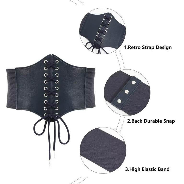 JASGOOD Black Corset Waist Belt for Women, Wide Elastic Belt for Dresses 