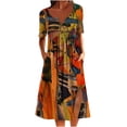 thumbnail image 1 of DPTALR Robes Imprimées Rétro Pliables à Manches Courtes Décontractées Estivales pour Femmes, 1 of 7
