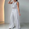 thumbnail image 2 of Women's Color Casual Fashion Sleeveless Vest And Pants Two-piece Set Gray 2XL Gray 2XL, 2 of 7
